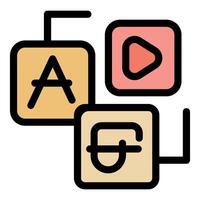 Digital content blocks representing multimedia, text, and audiovisual data vector