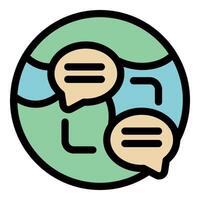 Global communication connecting people through chat bubbles around the world vector