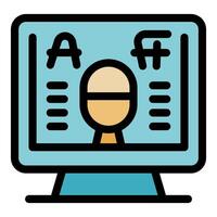 Online typography course showing font selection on computer screen vector