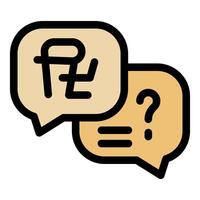 Online translator translating foreign language with question mark appearing in speech bubble vector
