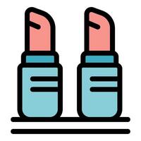 Two lipsticks standing on a shelf, ready for use vector