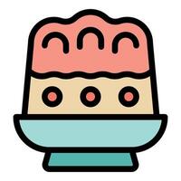 Delicious pudding lying on a plate with topping and cherries vector