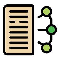 Data processing transforming document into connected circular nodes visual representation vector