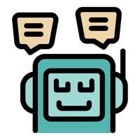 Chatbot answering questions with speech bubbles displaying information vector