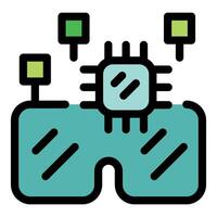 Vr glasses utilizing cutting edge microchip technology for enhanced reality experiences vector