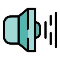 Speaker icon emitting sound waves, broadcasting audio signals vector