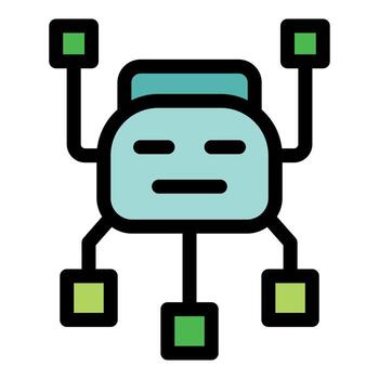 Cute robot managing data flow with multiple connections and inputs vector