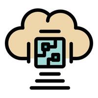 Cloud computing transferring microchip data through network connection vector