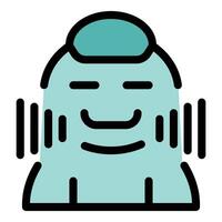 Smiling buddhist monk meditating with closed eyes and soundwaves vector