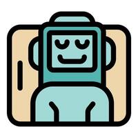 Metaverse avatar relaxing in digital environment with closed eyes and smiling face vector
