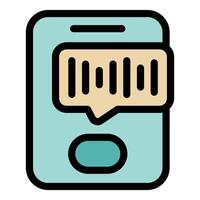 Smartphone showing barcode in chat bubble, mobile phone scanning and qr code technology vector