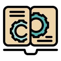 Open textbook showing gears representing engineering studies vector