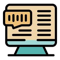 Computer screen displaying encrypted data and speech bubble indicating secure communication vector
