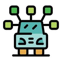 Smart car sharing its data through a network, vector