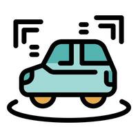 Smart car scanning parking space using sensor technology vector