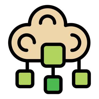 nube informática distribuido datos a múltiple dispositivos, datos compartiendo concepto vector
