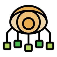 Eye watching data flow, artificial intelligence monitoring system vector