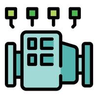 Electric car engine converting energy with efficiency and signals displayed above vector