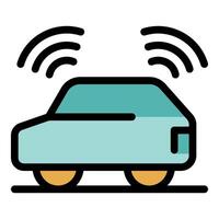 Smart car sharing location through wireless signal icon vector