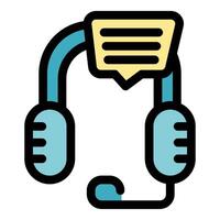 Headset showing chat message icon symbolizing online support and communication vector