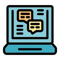 Laptop displaying chat bubbles, online communication and messaging vector