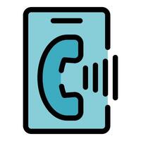 Smartphone receiving incoming call with sound waves vector