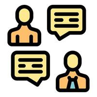 Professionals exchanging messages, using online chat platform for business communication vector