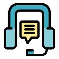 Headset showing speech bubble, online support and communication vector