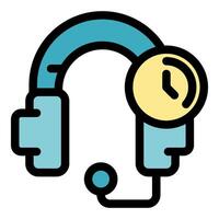 Headset with clock showing time management in call center operations vector