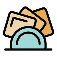 Napkin dispenser presenting clean paper napkins for hygienic dining vector