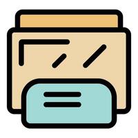 Printer printing sheets of paper with status displaying on screen vector