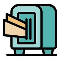 Toaster toasting bread slices for breakfast, filled outline icon vector
