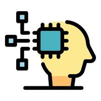 Human head with electronic chip and network, artificial intelligence concept vector
