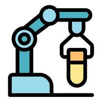 Robotic arm lifting test tube in laboratory automation process vector
