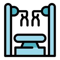 Gym machine performing seated cable row exercise vector