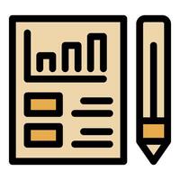 Document with growing bar chart and pencil representing business analysis vector
