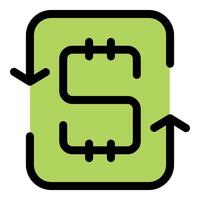 Money transferring with up and down arrows in rounded square vector