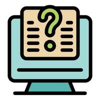 Online survey showing question mark on computer screen vector