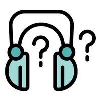 Headphones with question marks, listening and doubting concept vector