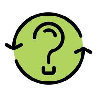 Circular arrows rotating around question mark symbolizing continuous learning process vector