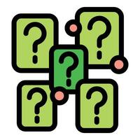 Question marks creating a network, connecting and sharing information vector