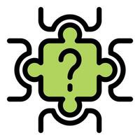 Puzzle piece showing question mark representing problem solving vector