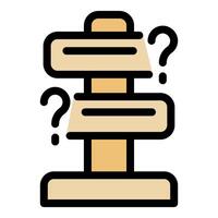 Direction signpost showing uncertain destination with question marks vector
