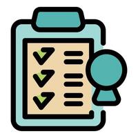 Clipboard showing completed checklist with a guarantee seal representing successful quality control vector