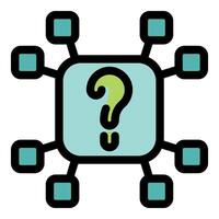 Question mark connecting multiple devices symbolizing online support and troubleshooting vector