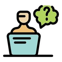 Programmer thinking about solution while working on laptop, vector
