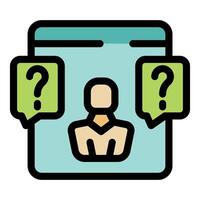 Online questioning and answering with question marks and user icon vector