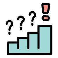 Question marks leading to exclamation point on steps chart vector