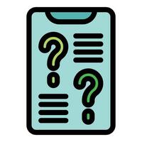 Online survey showing question marks on mobile phone screen vector