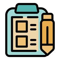 Clipboard and pencil representing test taking and evaluation vector